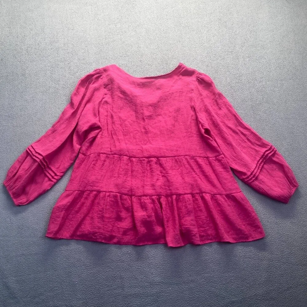 Zac and Rachel Women's Pink Long Sleeve Casual Blouse Size 2X,lightweight - Picture 2 of 8